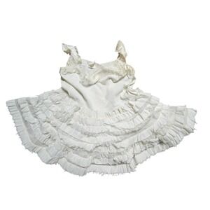 VTG 50s 60s Girls 1 Tiered Ruffle Party Dress Coquette Shabby Chic Balletcore